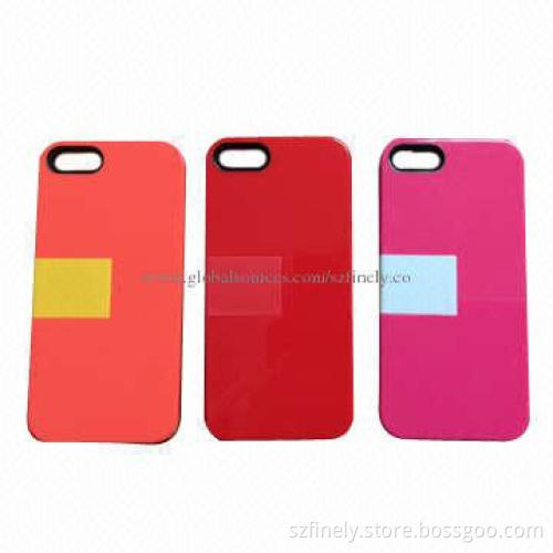 Stand case for iPhone 5/5S, PC + TPE material, double injection, with black camera ring